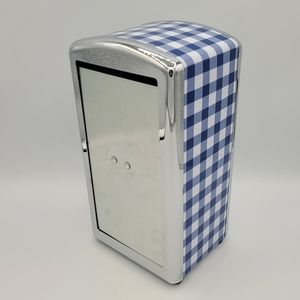 Retro-Style Blue Gingham Patterned Napkin Dispenser